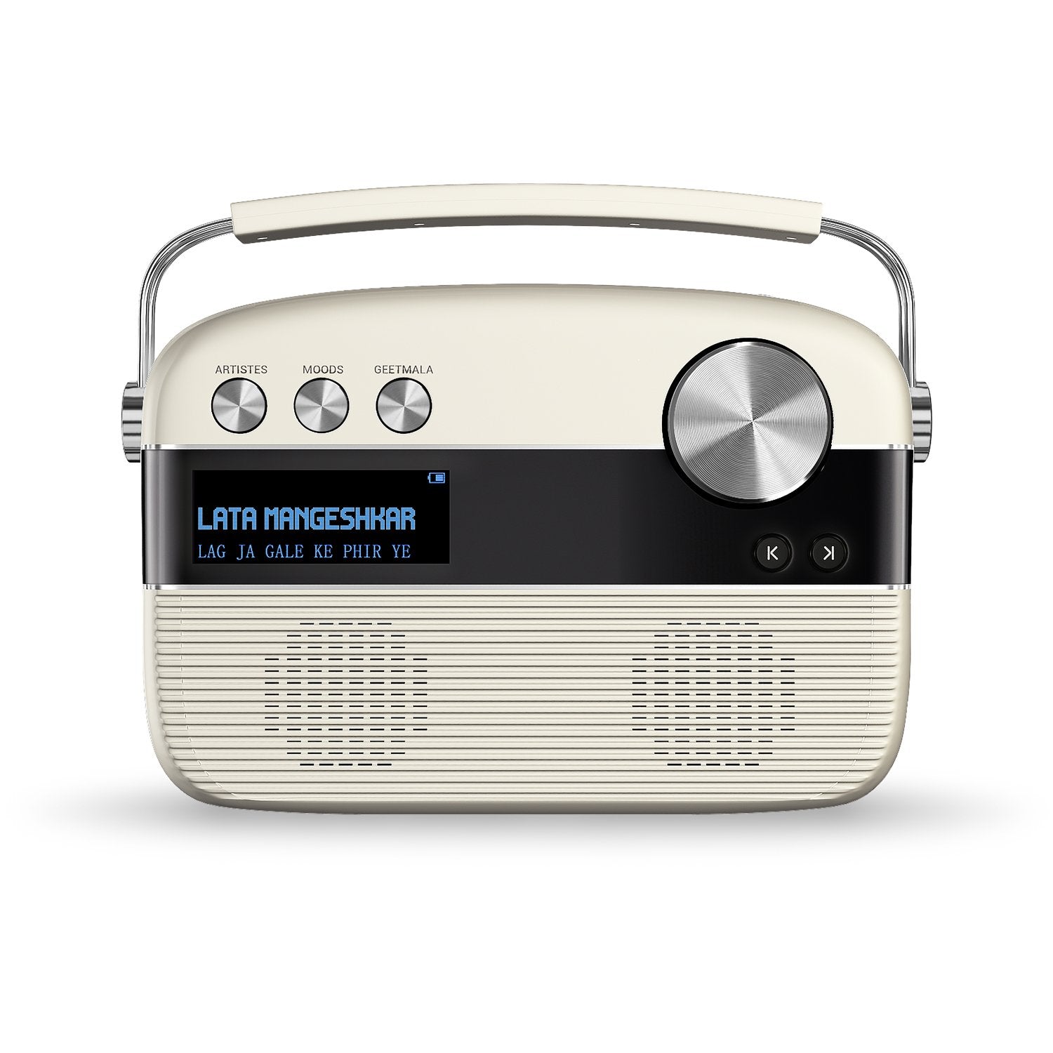 Saregama Carvaan Tamil- Portable Music Player with 5000 Preloaded Songs, FM/BT/AUX, Up to 5 hrs playtime (Porcelian White)